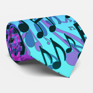 Cravate Notes de Musique Motif Musical Bleu Aqua Vert Viol