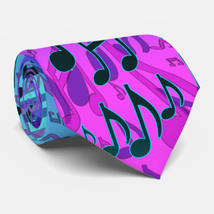 Cravate Notes de musique motif musical bleu vert rose aqua