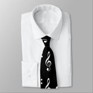 Cravate Notes de musique Motif noir et blanc 