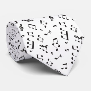 Cravate Notes musicales noires et blanches