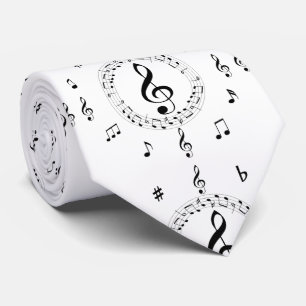 Cravate Notes musicales, Stylish, Black and White