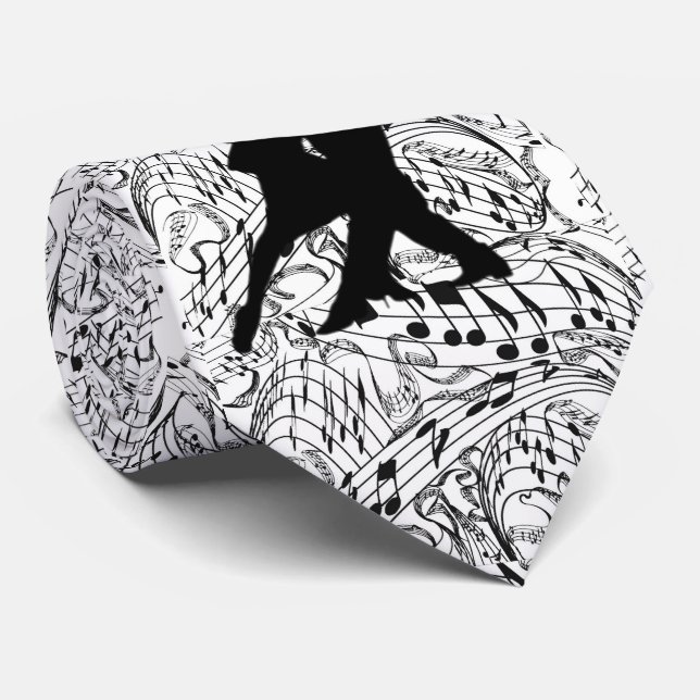 CRAVATE NOTES NOIRES DE MUSIQUE AVEC DES COUPLES DE DANSE (Roulé)