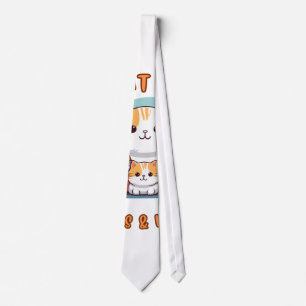 Cravate "Notre Famille de Chats Pattes & Amour Cravate"