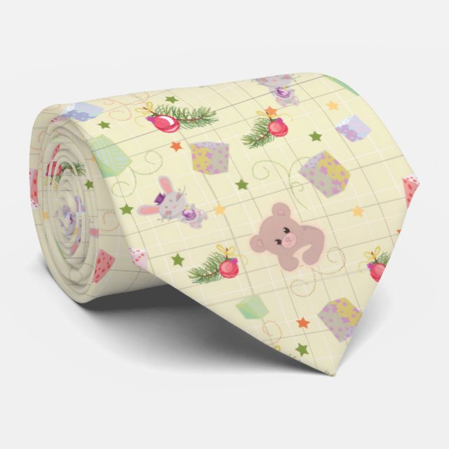 Cravate Nounours de Noël Ourson en peluche (Roulé)