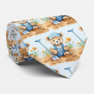 Cravate Nounours en peluche bleu