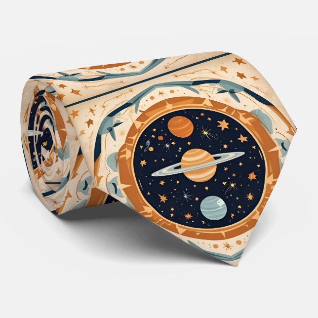 Cravate Nourriture Stellaire vintage, Espace, Cosmos, Univ (Roulé)