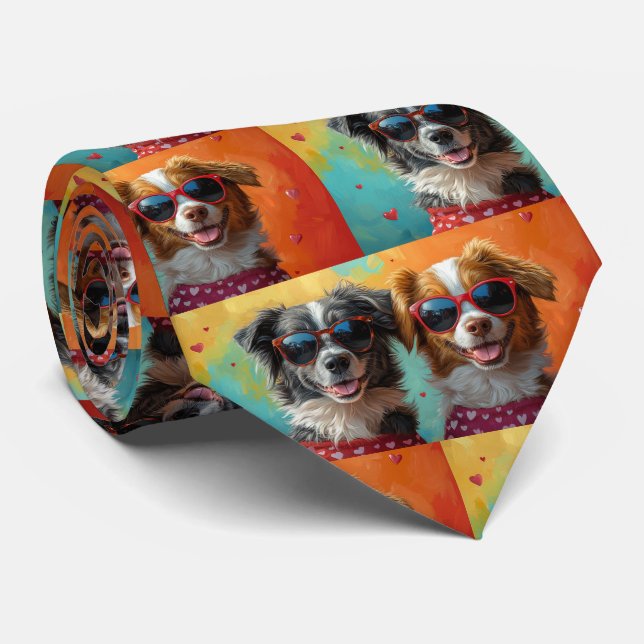 Cravate Nouvelle-Écosse Duck Toller avec la Saint-Valentin (Roulé)