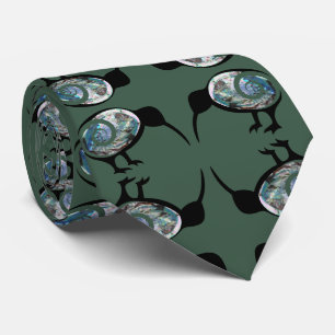 CRAVATE NOUVELLE-ZÉLANDE KIWI OISEAU NOIR PAUA MOTIF NZ KO