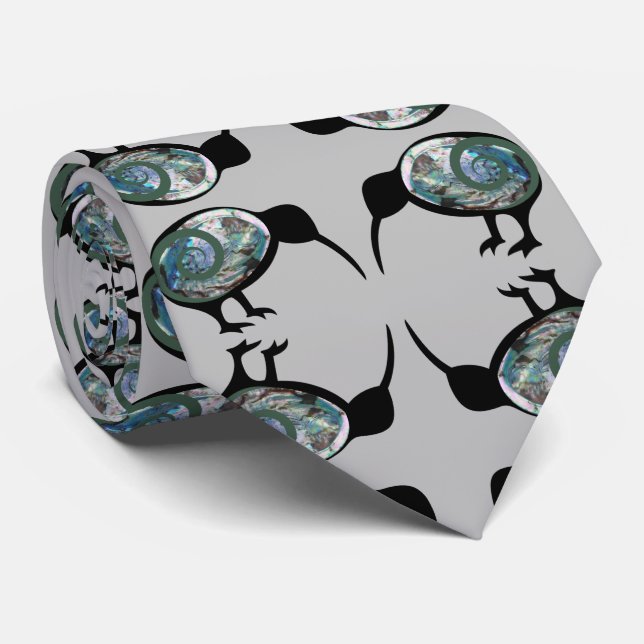 CRAVATE NOUVELLE-ZÉLANDE KIWI OISEAU NOIR PAUA MOTIF NZ KO (Roulé)