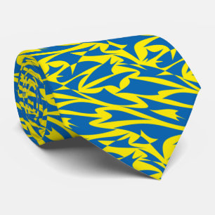Cravate Novelty Abstract Geo Azure Blue & Yellow