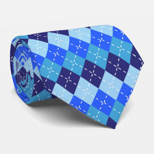 Cravate Nuances de bleu Argyle Sporty Preppy Personnalisé