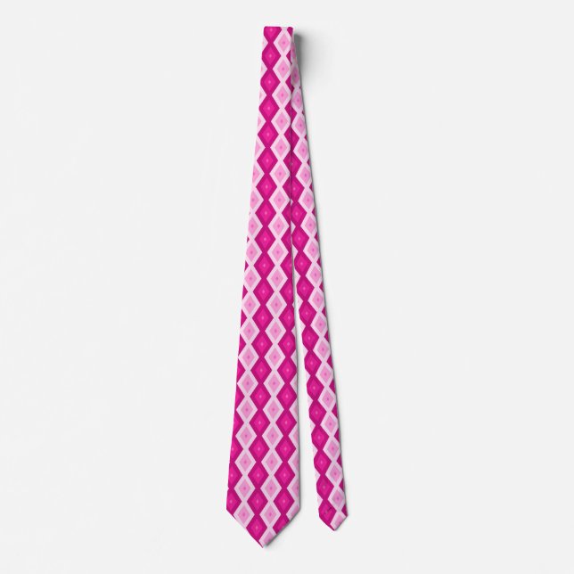 Cravate Nuances de motif de diamant fuchsia (Devant)