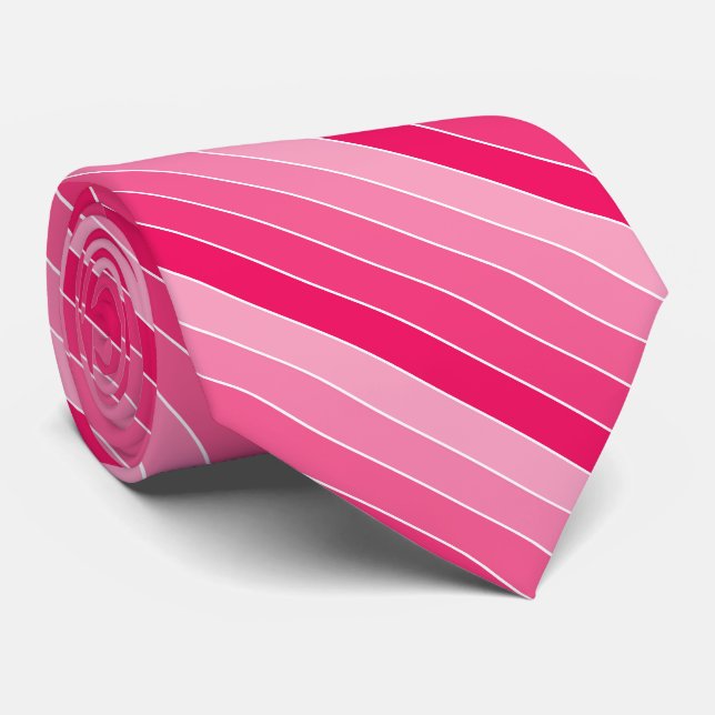 Cravate Nuances de rayures roses (Roulé)