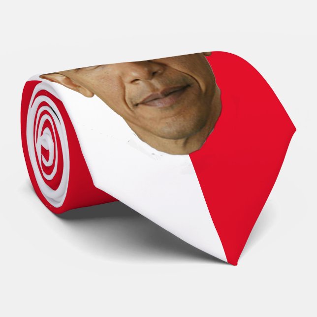 CRAVATE OBAMA-WHITE & ANY --CHANGEABLE BACKGROUND (Roulé)