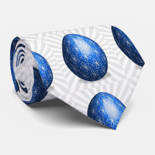 Cravate Oeuf de Pâques à fleurs bleues
