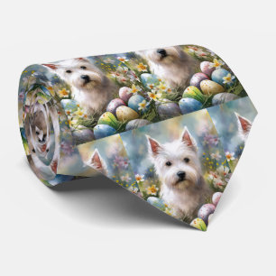 Cravate Œufs de Pâques West Highland White Terrier Vacance