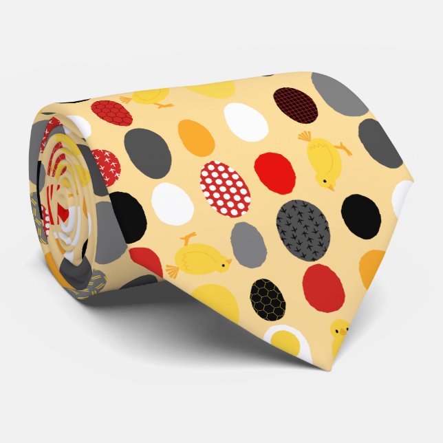 Cravate Oeufs de poulet de style Memphis géométrique moder (Roulé)
