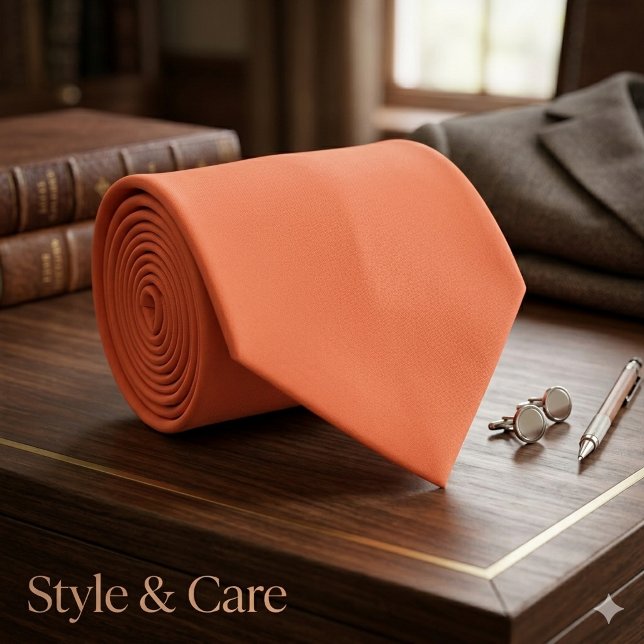 Cravate officielle couleur orange corail uni (Solid Coral Orange Color Formal Neck Tie)