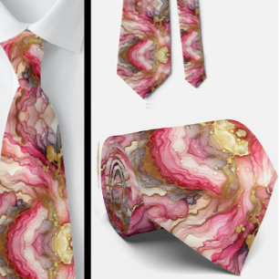 Cravate officielle Marbre rose et or