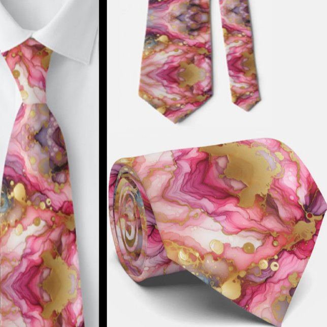 Cravate officielle | Rose marbré et or (Créateur téléchargé)