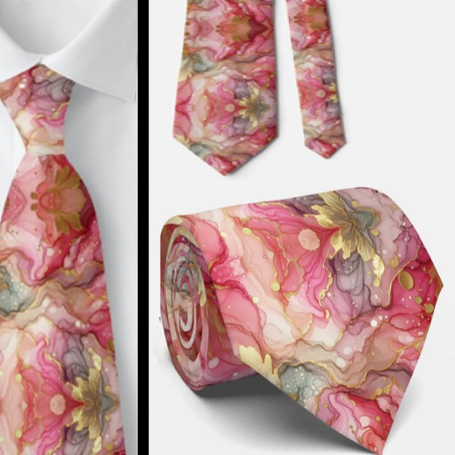 Cravate officielle | Rose marbré et or (Créateur téléchargé)