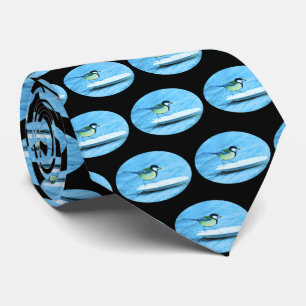 Cravate Oiseau bleu Tit Nourriture d'une plaque de gâteau