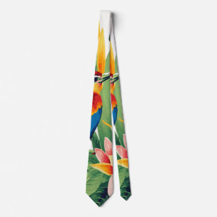 Cravate Oiseau Tropical Parmi des Plantes Tropicales Luxur
