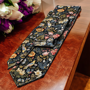 Cravate Oiseaux jaunes dans le jardin Vintage victorien