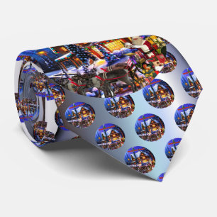 Cravate Old Man Santa Claus and Reindeer