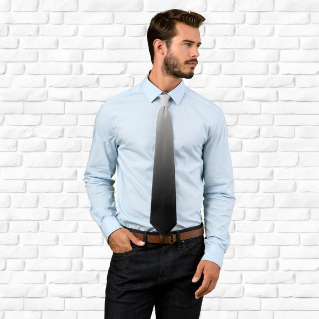 Cravate Ombre blanc et noir (White Grey Black Ombre Tie)