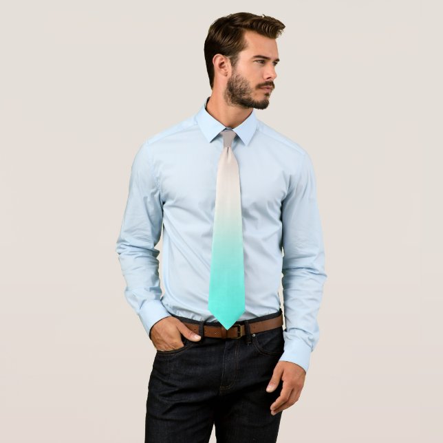 Cravate Ombre gris turquoise (En situation)