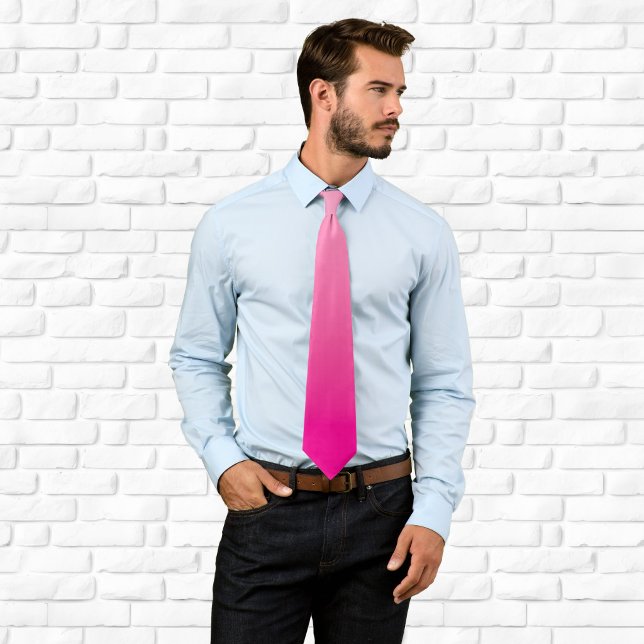 Cravate Ombre Rose Clair et Chaud (Light and Hot Pink Ombre Neck Tie)