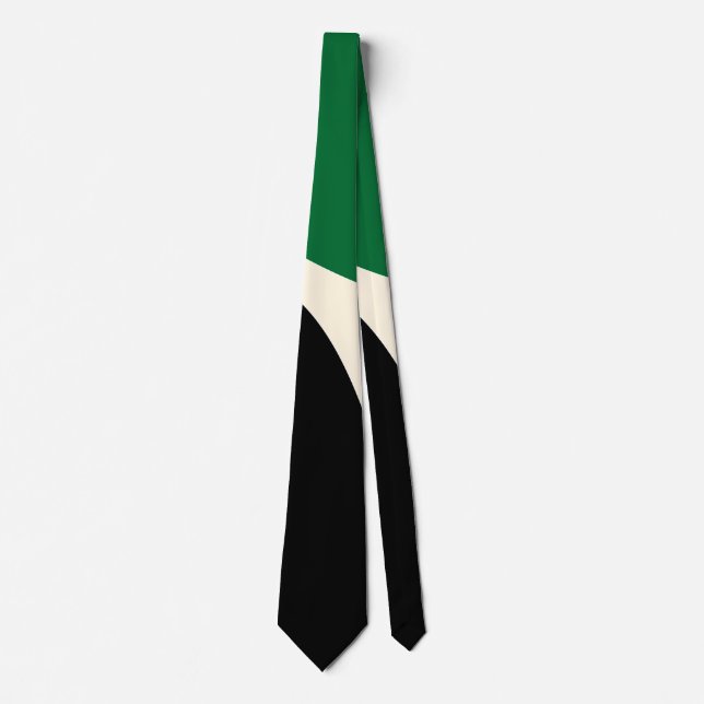 Cravate Ondes Simples 4 en Vert, Crème et Noir  (Devant)