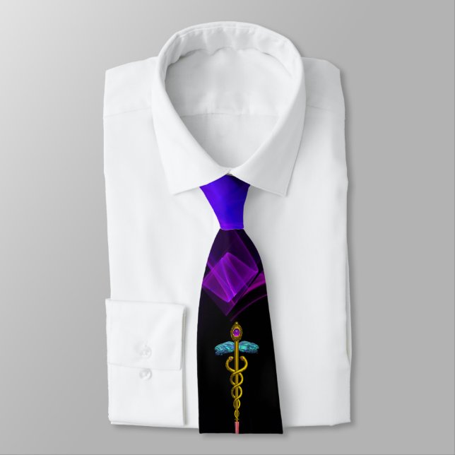 Cravate OR CADUCEUS SYMBOLE MÉDICALE Black Purple Swils (Attaché)