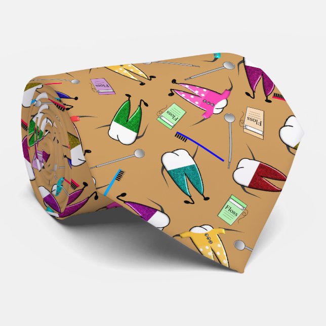 Cravate Or d'art de personnes de dents de dentiste (Roulé)