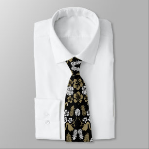 Cravate Or Floral Tropical Motif