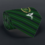 Cravate Or professionnel de Faux de vert de monogramme de<br><div class="desc">Une cravate personnalisée rayée verte a conçu en fonction des professionnels de médecine de chiropractie.</div>