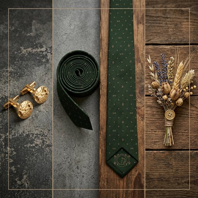 Cravate Or vert chasseur Equestre uni (Créateur téléchargé)