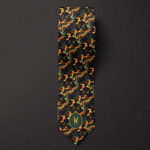 Cravate Or vert moulé Abstrait