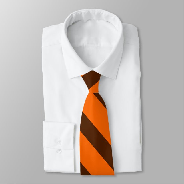 Cravate Orange and Brown Diagonally-Striped Tie (Attaché)