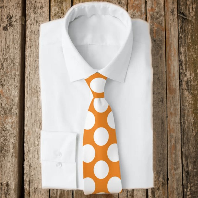Cravate Orange avec Pois blancs Retro (Créateur téléchargé)
