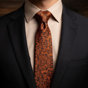 Cravate Orange Brûlé Rustique Moucheté