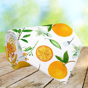 Cravate Orange Citrus été Floral Motif botanique