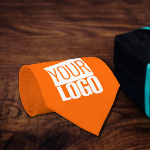 Cravate orange de néon solide - ajouter le logo