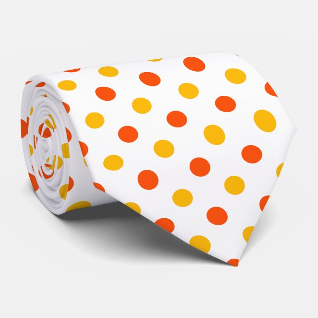 Cravate Orange et points jaunes blancs  (Roulé)