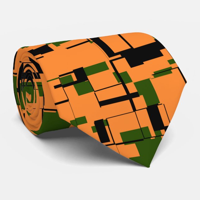Cravate Orange Green Black Digital Camo Pattern (Roulé)