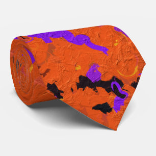 Cravate Orange, jaune, Purple and Black Abstract