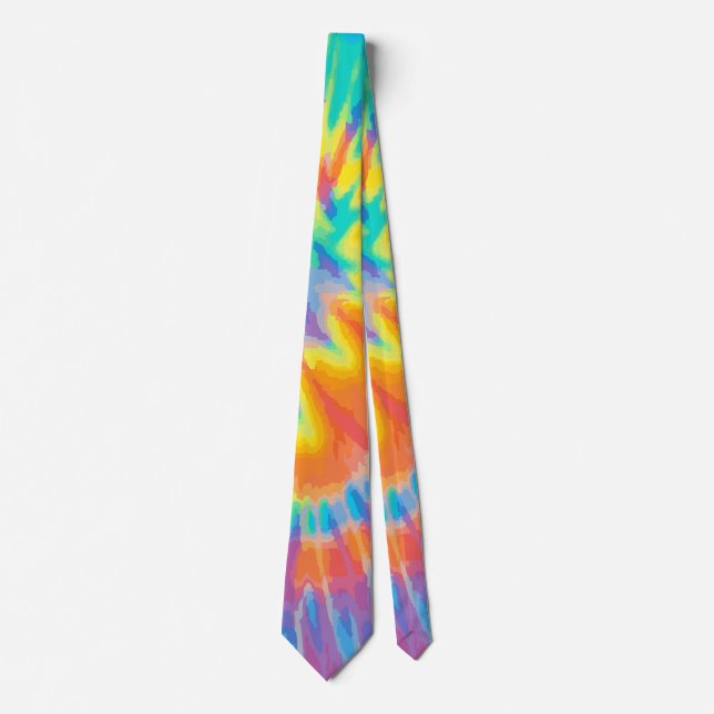 Cravate Orange Jaune Violet Tie Dye | Rétro Vibrant (Devant)