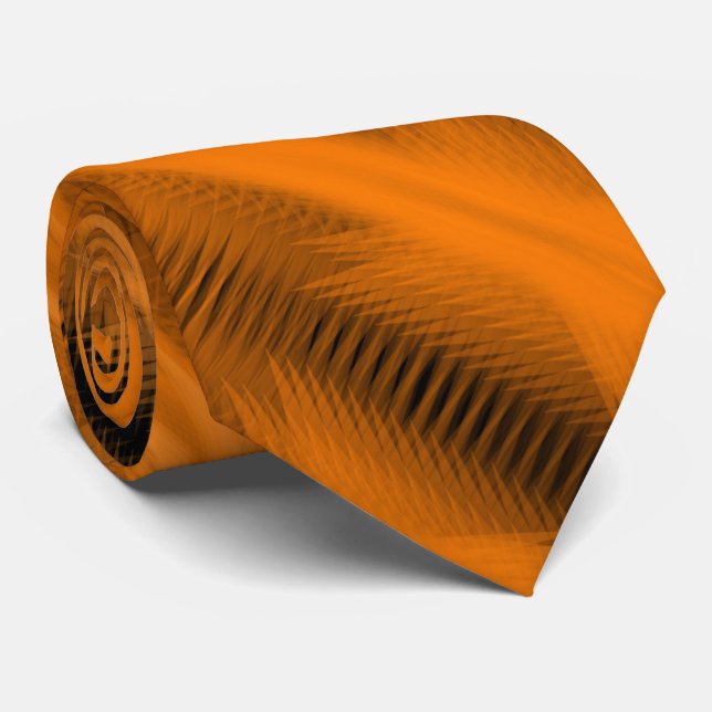 Cravate Orange On Black Futuristic Abstract Pattern Art (Roulé)