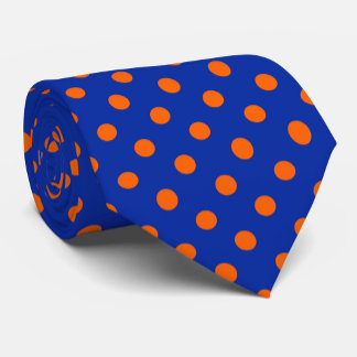 Cravate Orange On Blue Polka Dots Pattern Design 